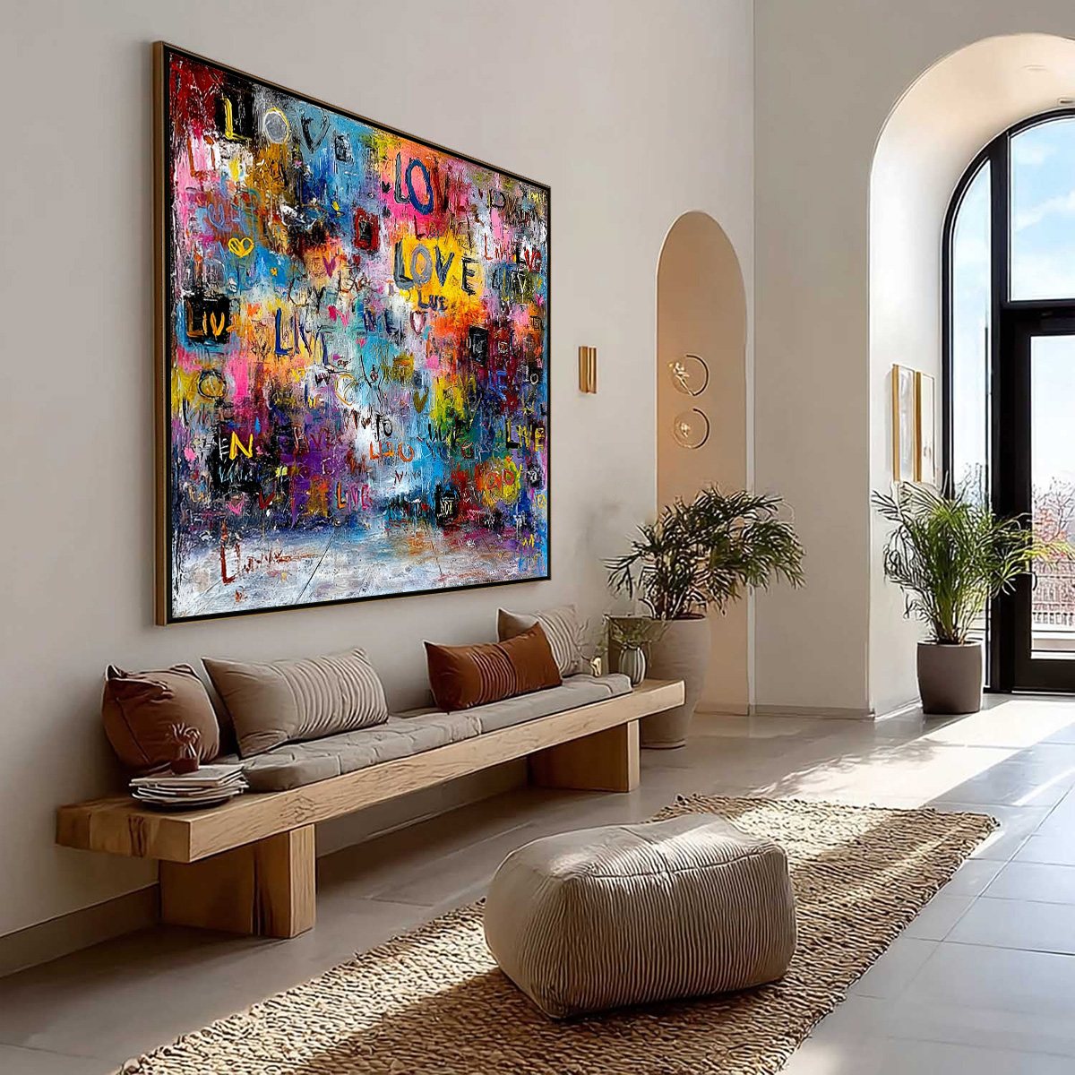 ECHOES OF LOVE: Vibrant Textured Abstract Graffiti Art Painting