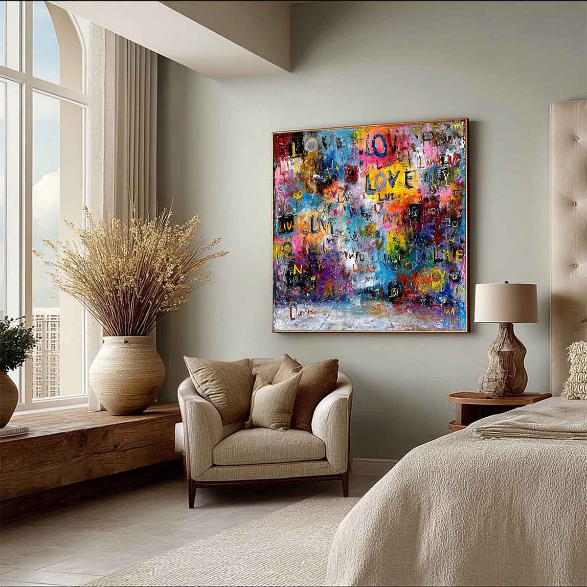 ECHOES OF LOVE: Vibrant Textured Abstract Graffiti Art Painting