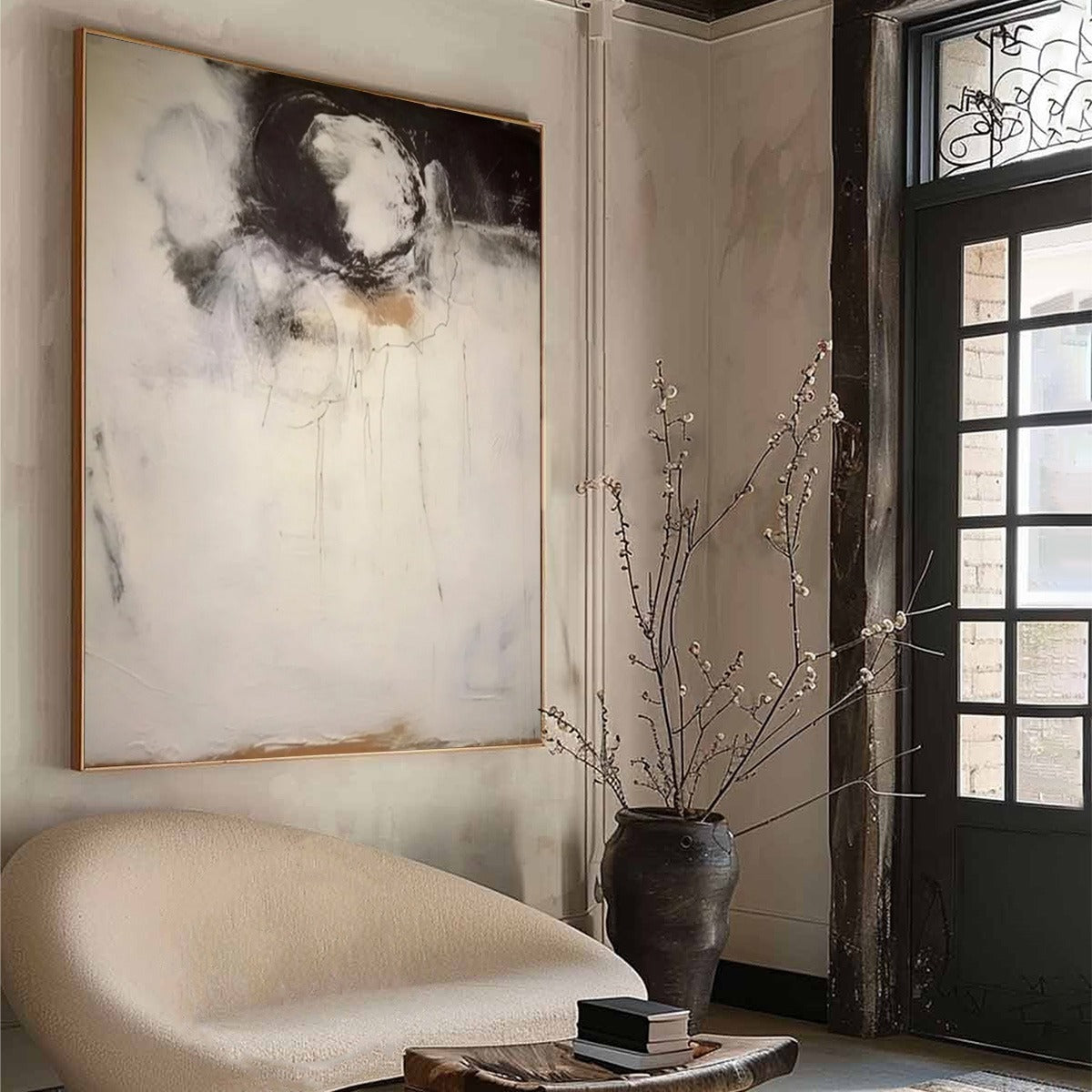 ECHOES OF SILENCE: Large Vertical Wabi Sabi Abstract Painting