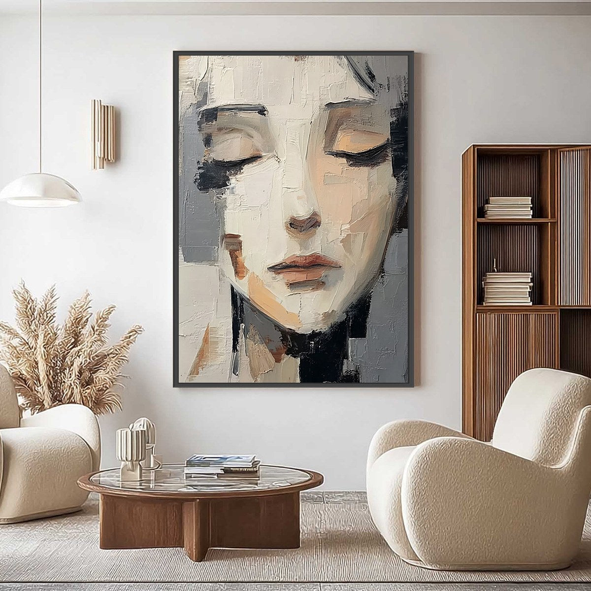 ECHOES OF SILENCE: Textured Abstract Portrait Oil Painting on Canvas