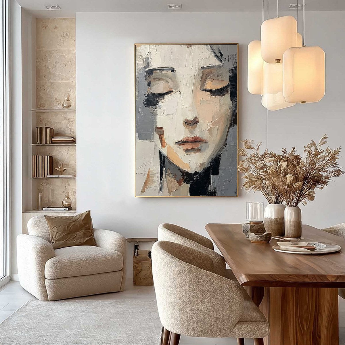 ECHOES OF SILENCE: Textured Abstract Portrait Oil Painting on Canvas