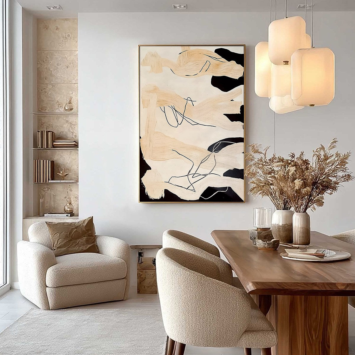 ECHOES OF SILENCE: Vertical Wabi Sabi Abstract Painting in Neutral Tones