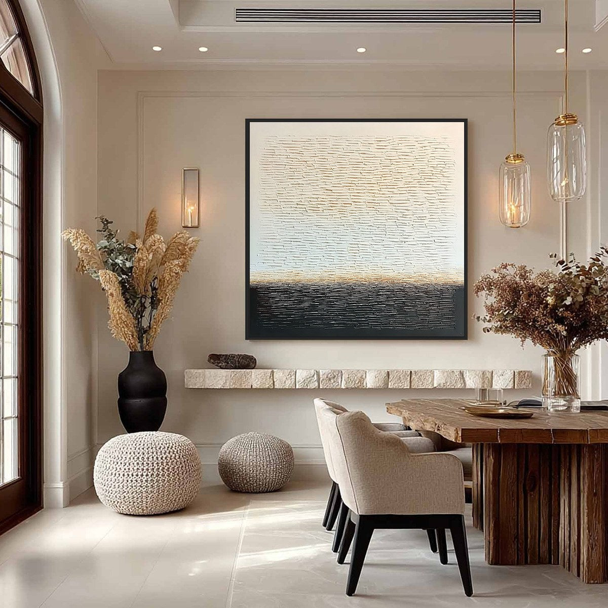ECHOES OF STILLNESS: Large Square Textured Minimalist Abstract Painting