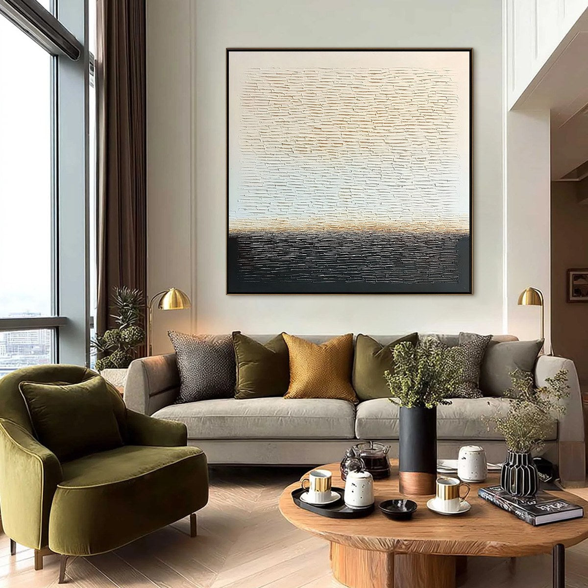 ECHOES OF STILLNESS: Large Square Textured Minimalist Abstract Painting