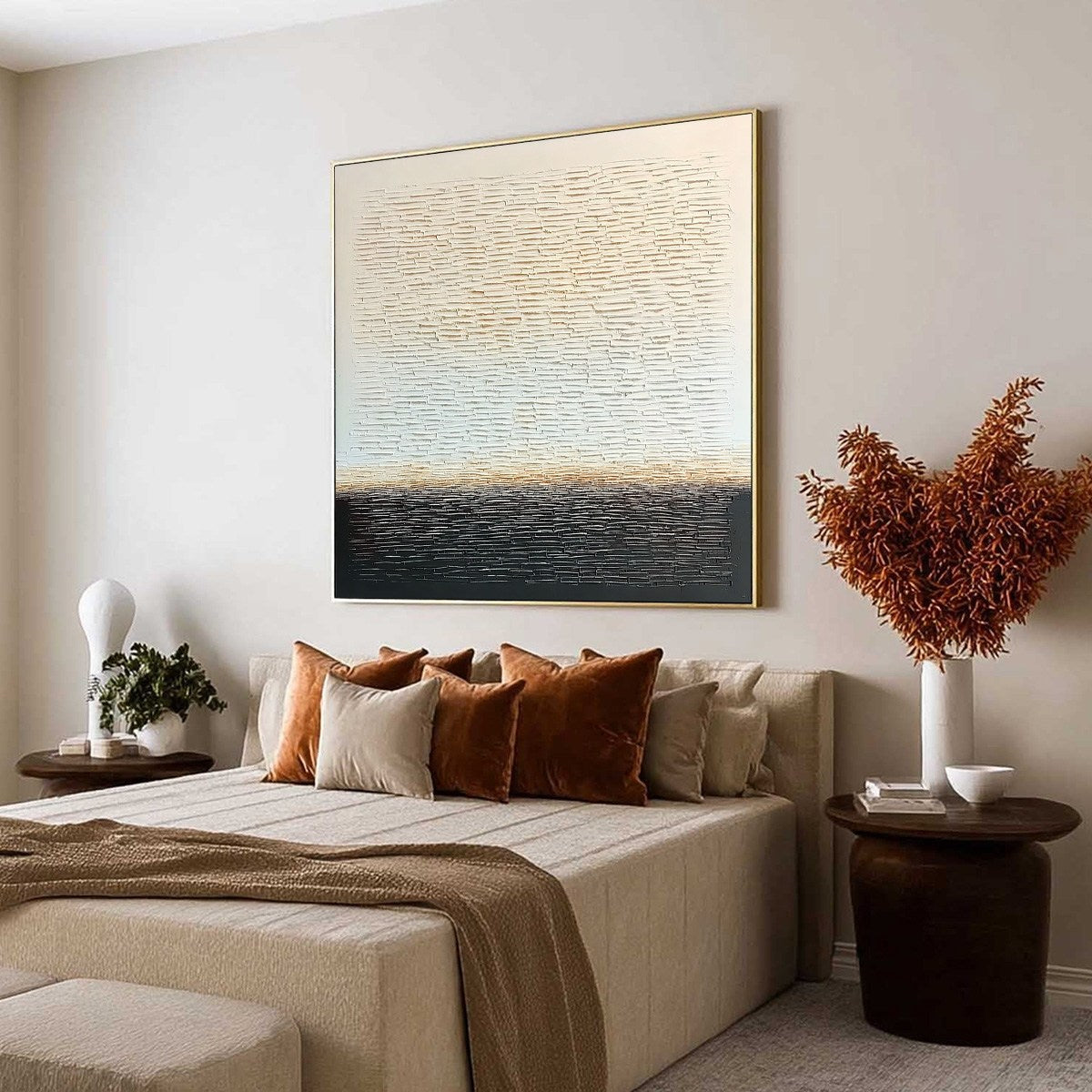 ECHOES OF STILLNESS: Large Square Textured Minimalist Abstract Painting