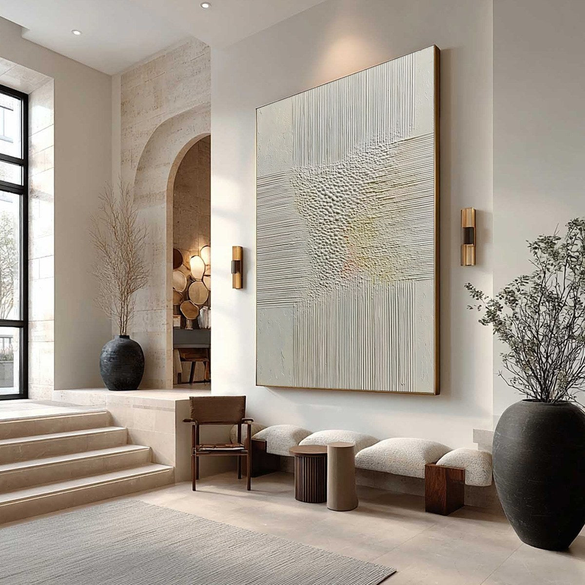 ECHOES OF STILLNESS: Vertical Wabi Sabi Textured Abstract Wall Art