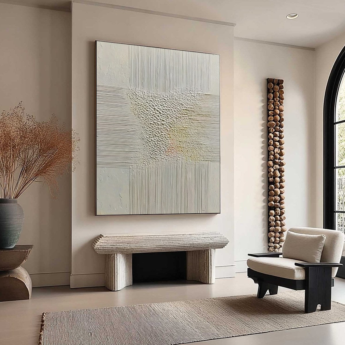 ECHOES OF STILLNESS: Vertical Wabi Sabi Textured Abstract Wall Art