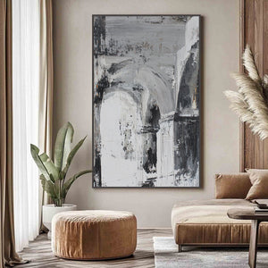 ECHOES OF THE ARCADE: Monochrome Abstract Architectural Painting