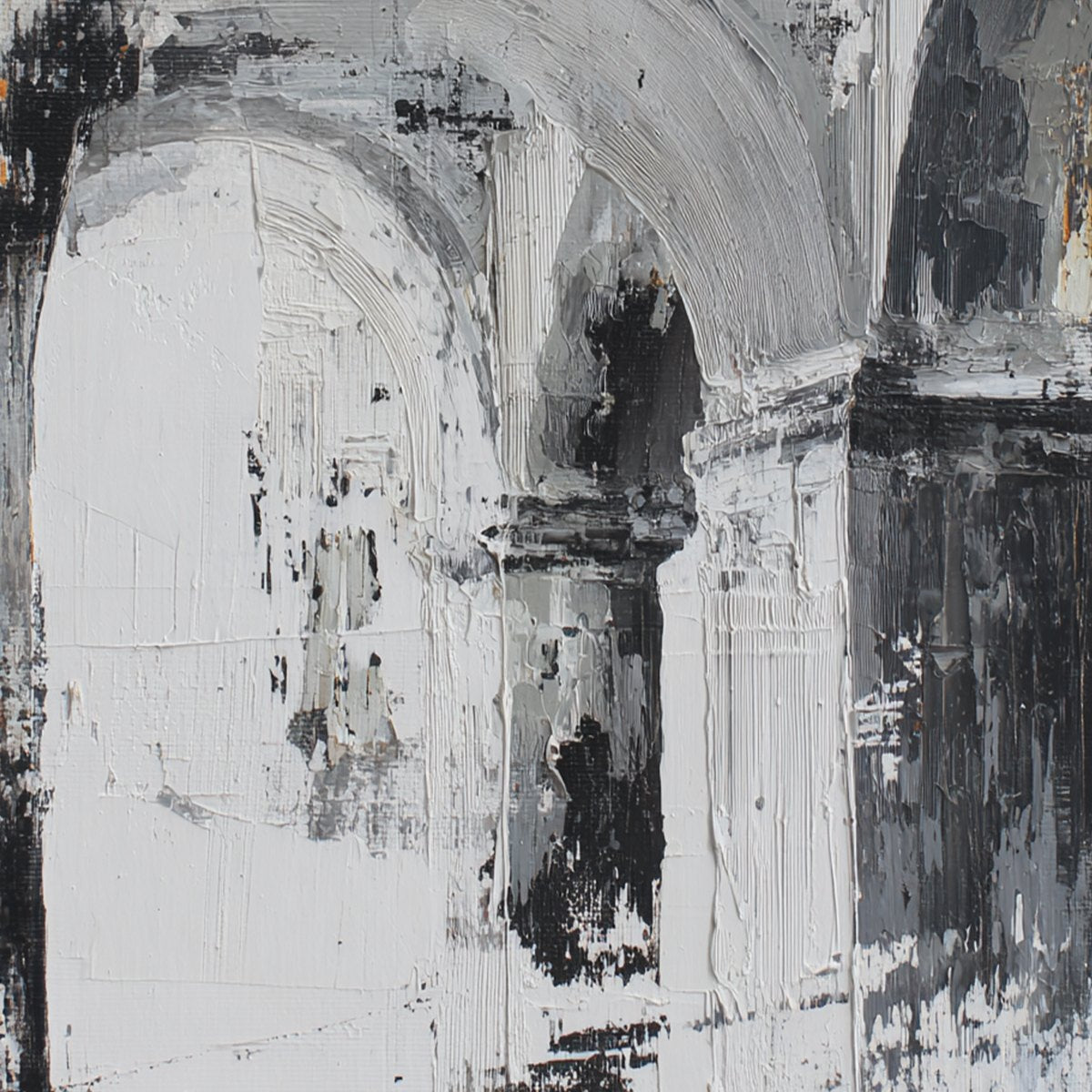 ECHOES OF THE ARCADE: Monochrome Abstract Architectural Painting