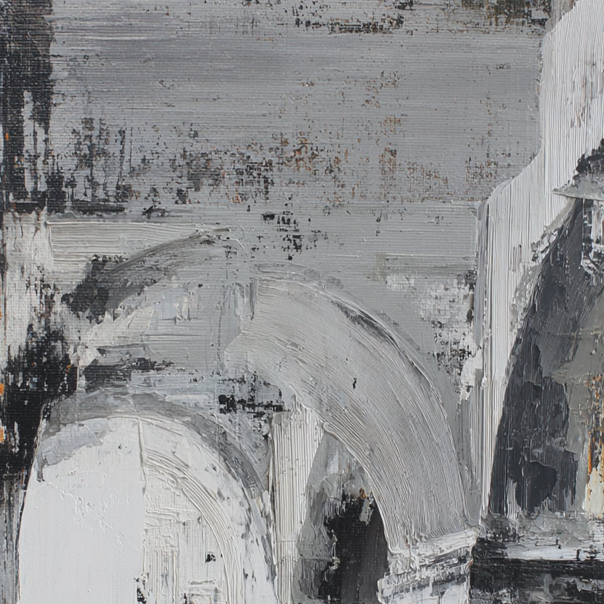 ECHOES OF THE ARCADE: Monochrome Abstract Architectural Painting