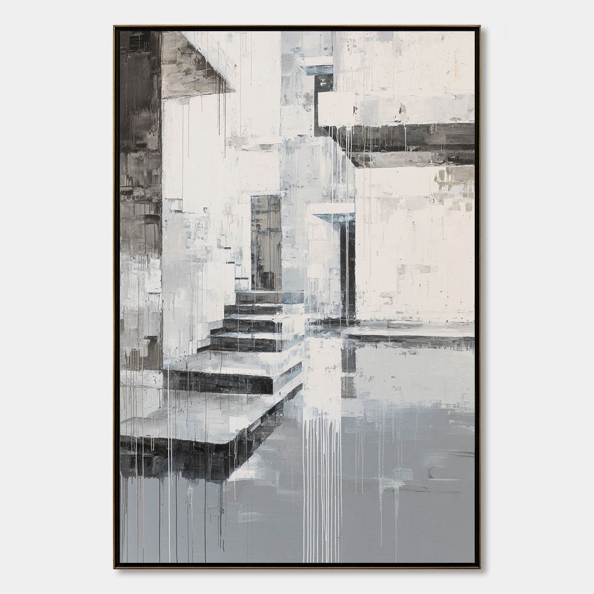 ECHOES IN CONCRETE: Monochrome Abstract Architectural Painting