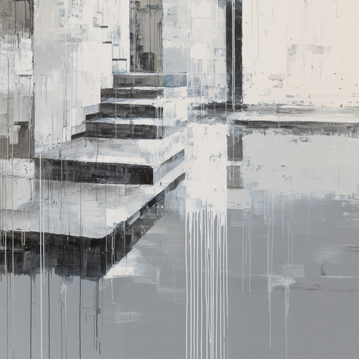 ECHOES IN CONCRETE: Monochrome Abstract Architectural Painting