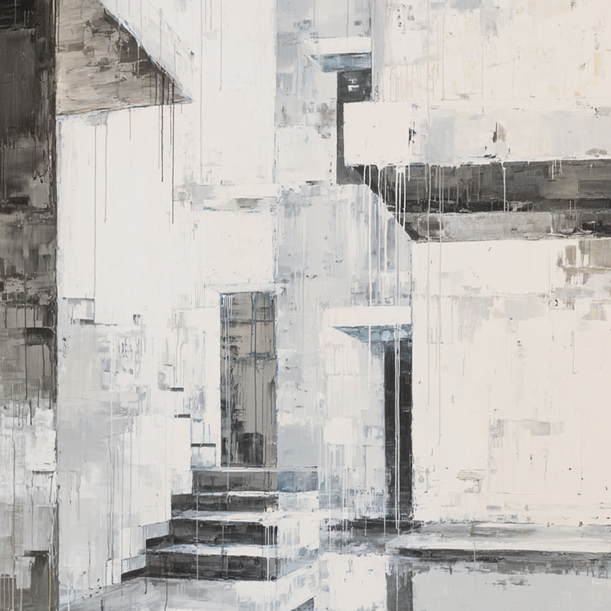 ECHOES IN CONCRETE: Monochrome Abstract Architectural Painting