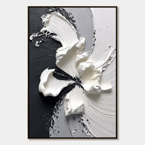 ECHOES IN WHITE: Textured Wabi-Sabi Abstract Floral Wall Art