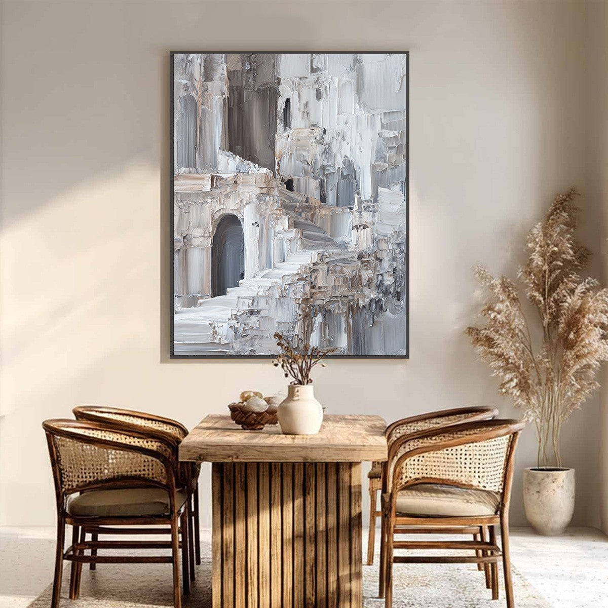 ECHOES OF STONE: Textured Impasto Architectural Painting
