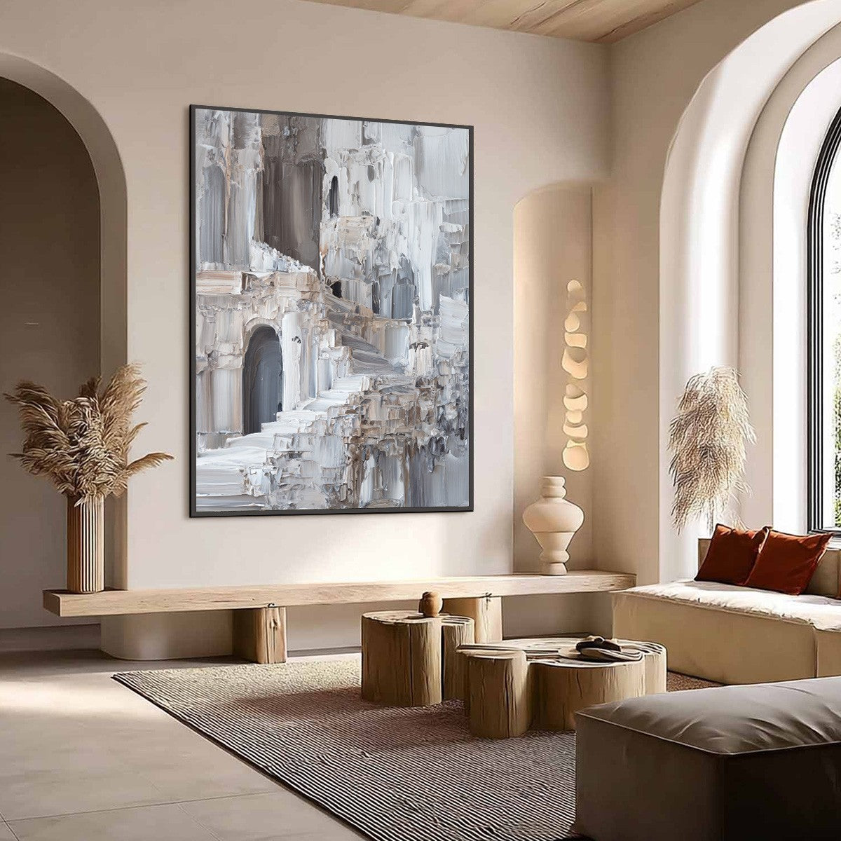 ECHOES OF STONE: Textured Impasto Architectural Painting
