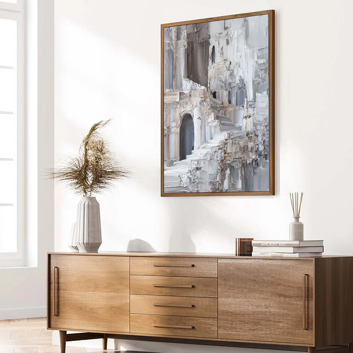 ECHOES OF STONE: Textured Impasto Architectural Painting