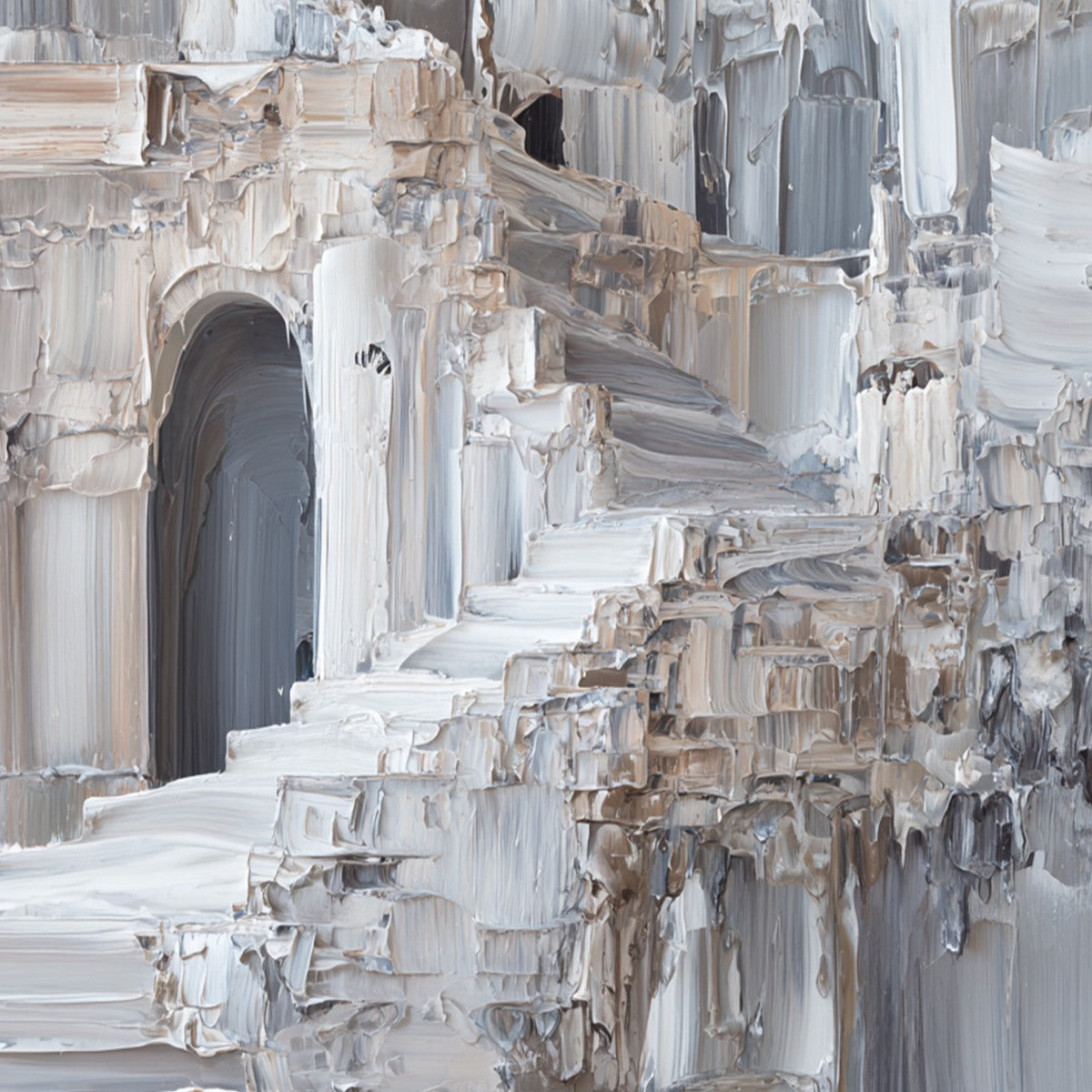 ECHOES OF STONE: Textured Impasto Architectural Painting