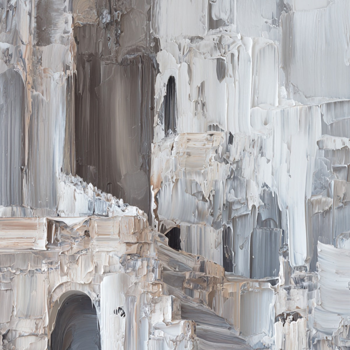 ECHOES OF STONE: Textured Impasto Architectural Painting