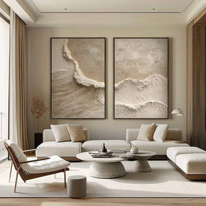 ECHOES OF THE SHORE: Wabi Sabi Textured Beach Painting Set