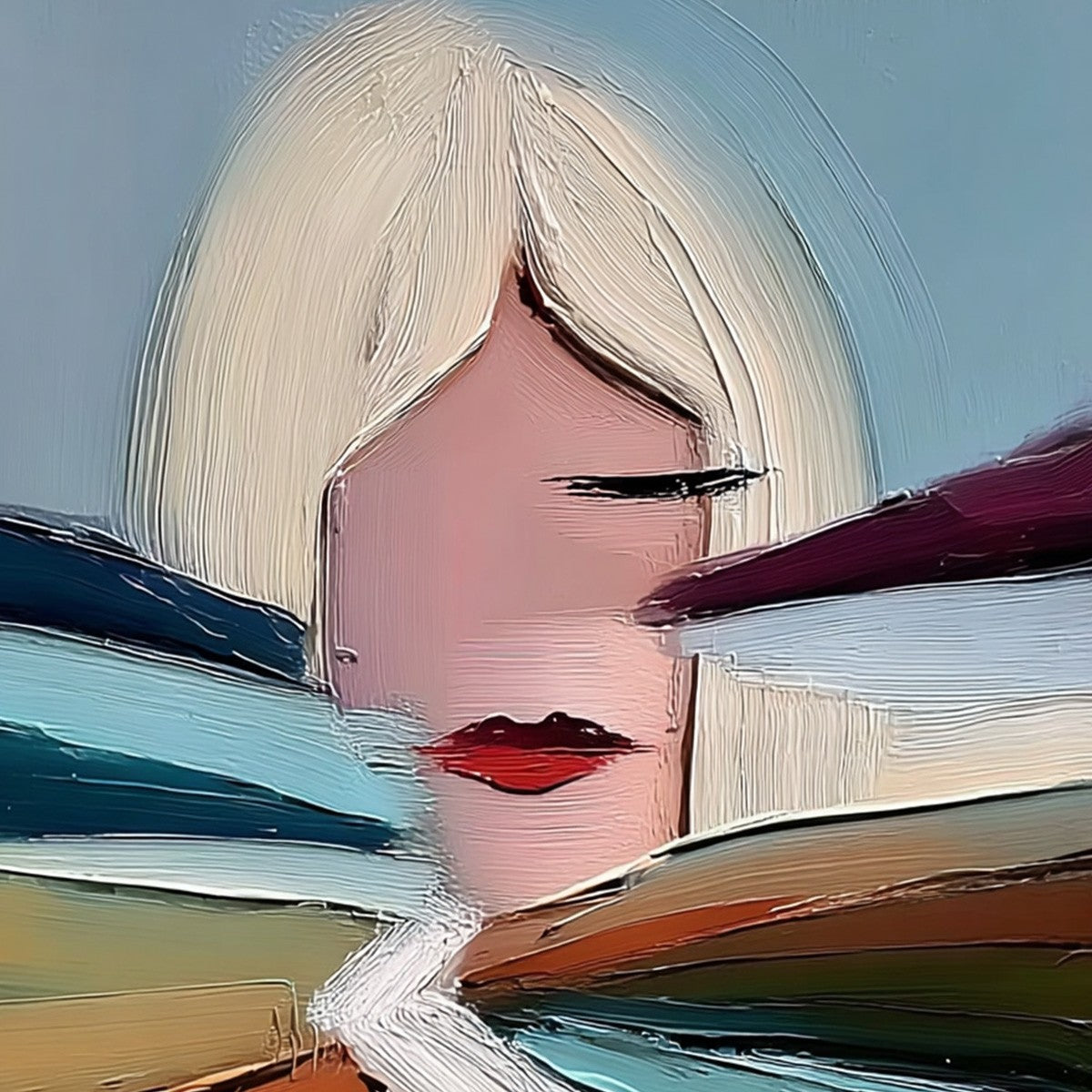 ECLAT: Modern Abstract Portrait Oil Painting with Textured Brushstrokes