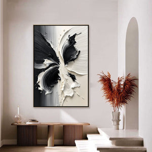 ECLOSION: Black and White Wabi Sabi Textured Abstract Flower Painting