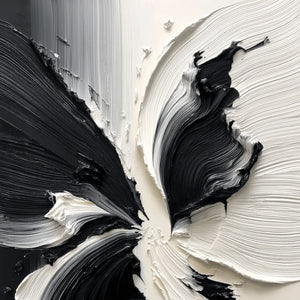 ECLOSION: Black and White Wabi Sabi Textured Abstract Flower Painting