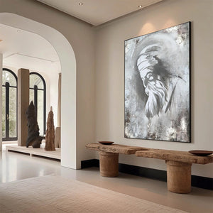 ELDER'S WHISPER: Minimalist Monochrome Figurative Portrait Painting