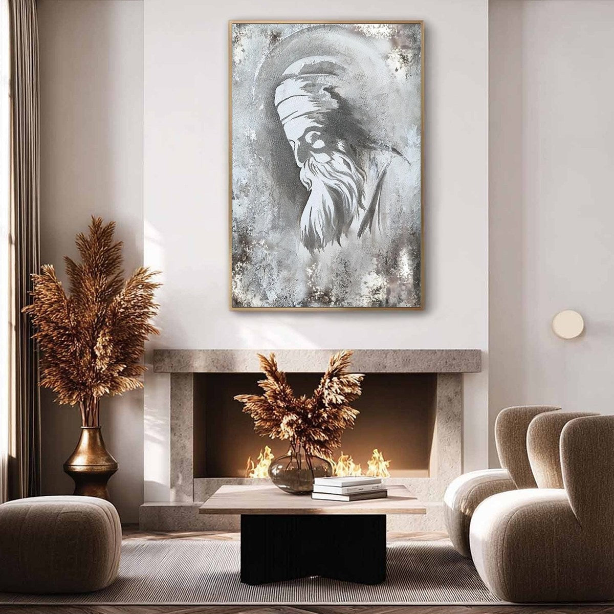 ELDER'S WHISPER: Minimalist Monochrome Figurative Portrait Painting