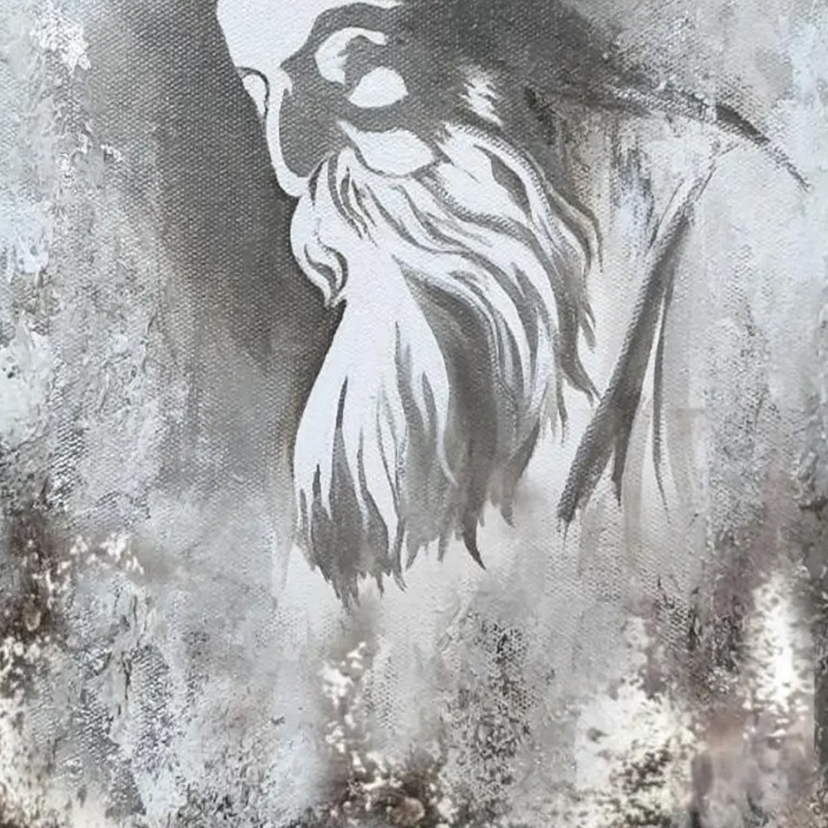 ELDER'S WHISPER: Minimalist Monochrome Figurative Portrait Painting