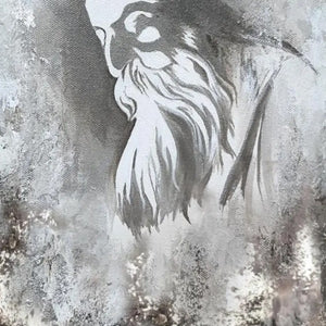 ELDER'S WHISPER: Minimalist Monochrome Figurative Portrait Painting