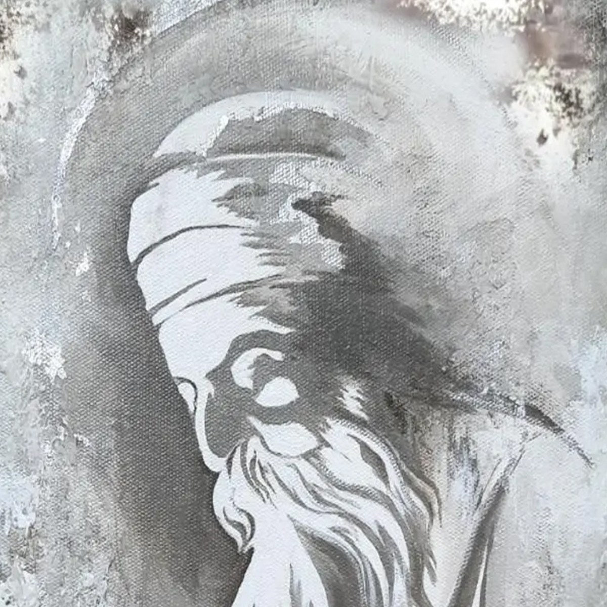 ELDER'S WHISPER: Minimalist Monochrome Figurative Portrait Painting