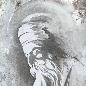 ELDER'S WHISPER: Minimalist Monochrome Figurative Portrait Painting