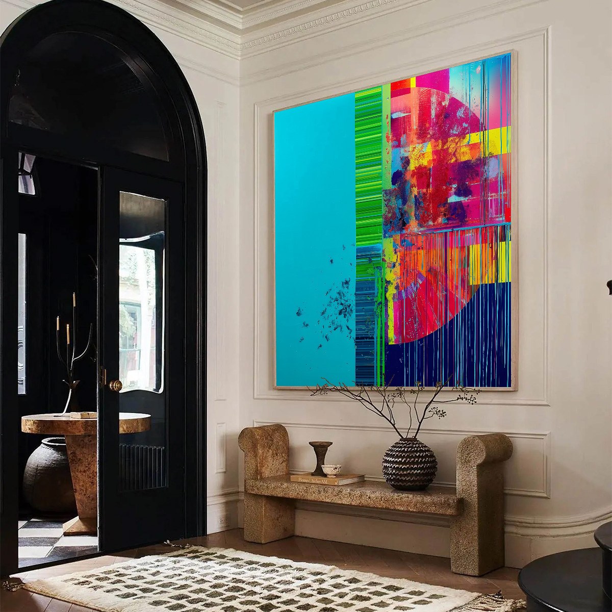 ELECTRIC ECHO: Vibrant Abstract Modern Oil Painting
