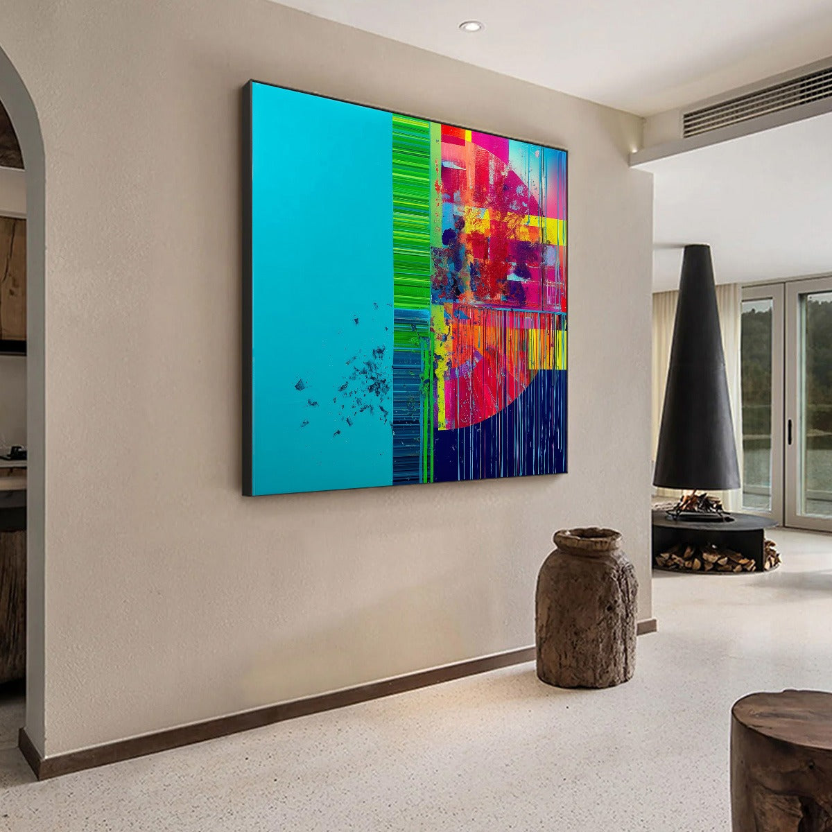 ELECTRIC ECHO: Vibrant Abstract Modern Oil Painting