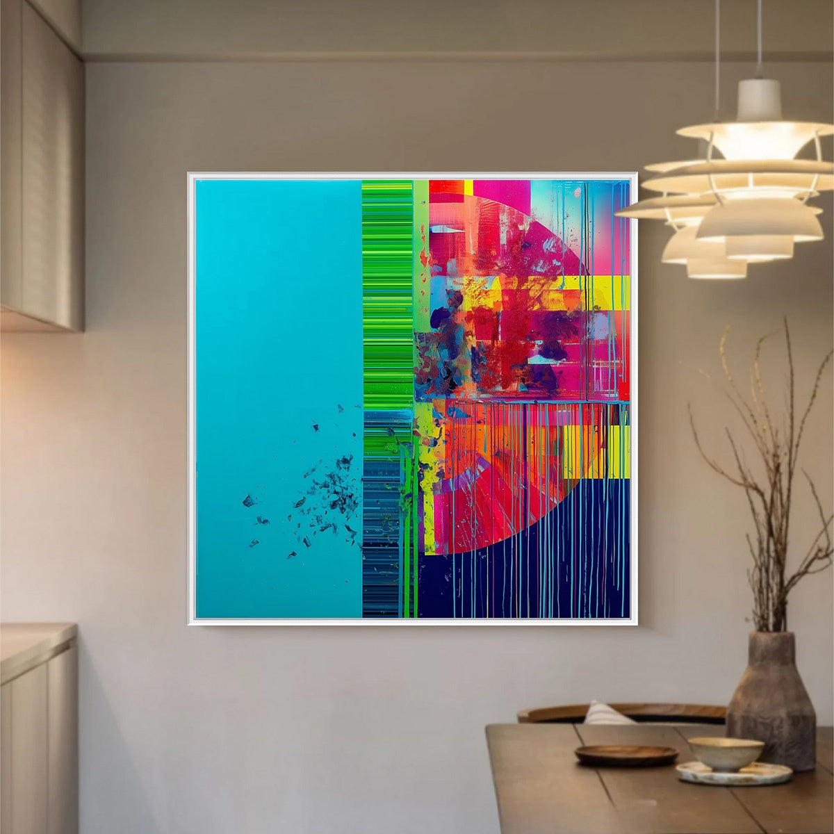 ELECTRIC ECHO: Vibrant Abstract Modern Oil Painting