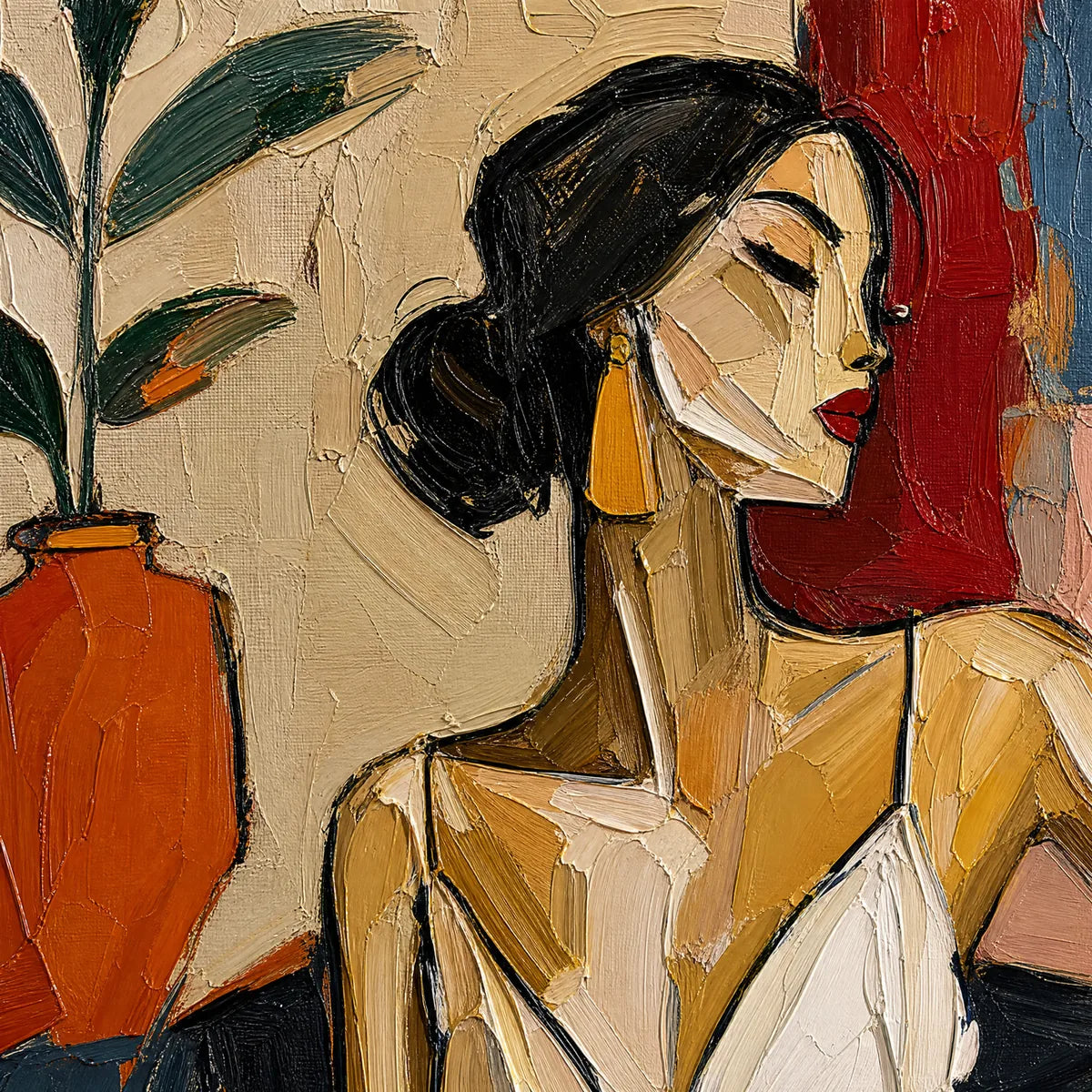 ELEGANT FLAME: Elegant Woman Figurative Painting
