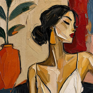 ELEGANT FLAME: Elegant Woman Figurative Painting