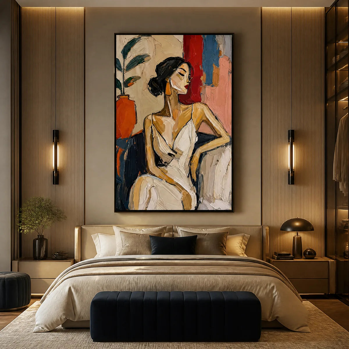 ELEGANT FLAME: Elegant Woman Figurative Painting