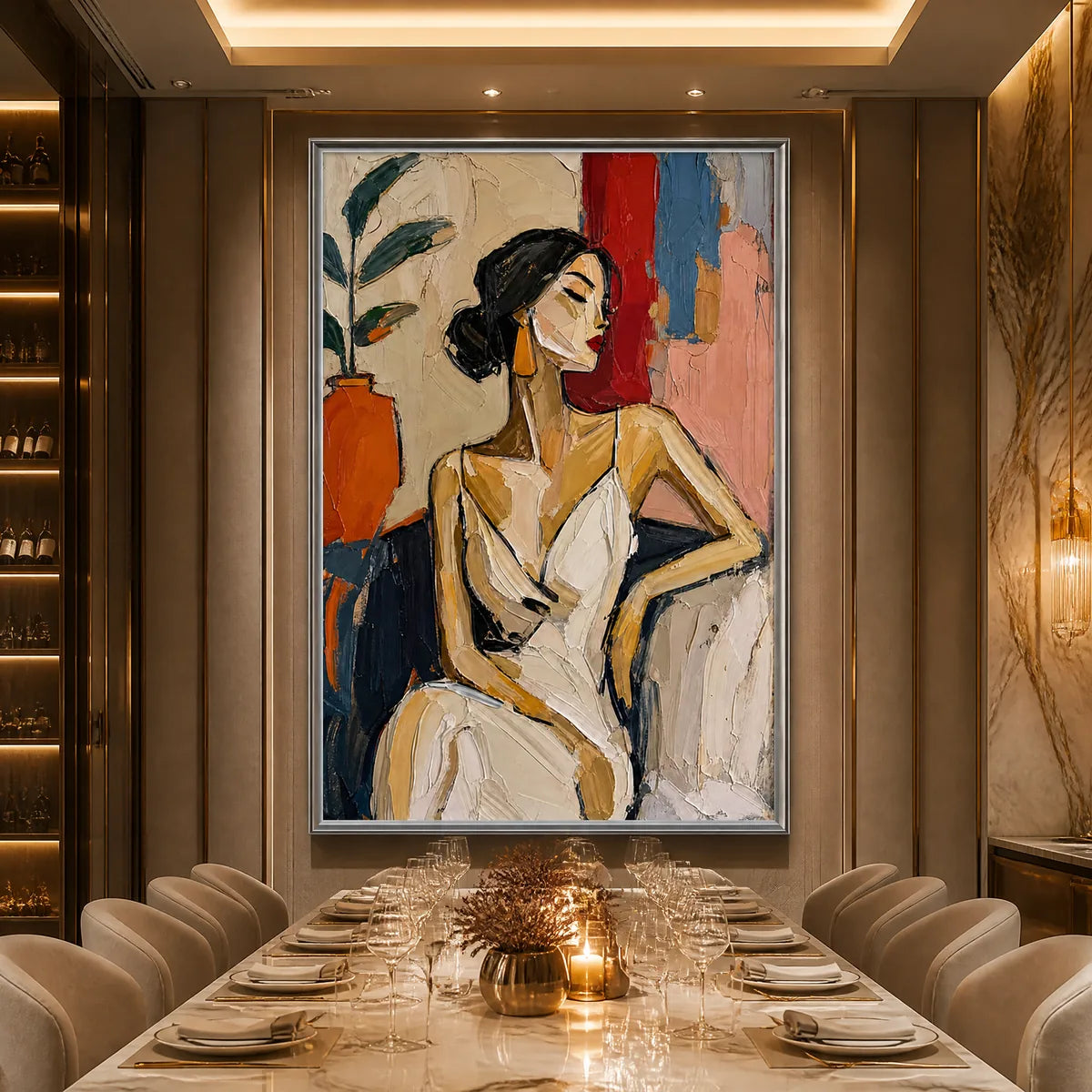 ELEGANT FLAME: Elegant Woman Figurative Painting