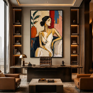 ELEGANT FLAME: Elegant Woman Figurative Painting