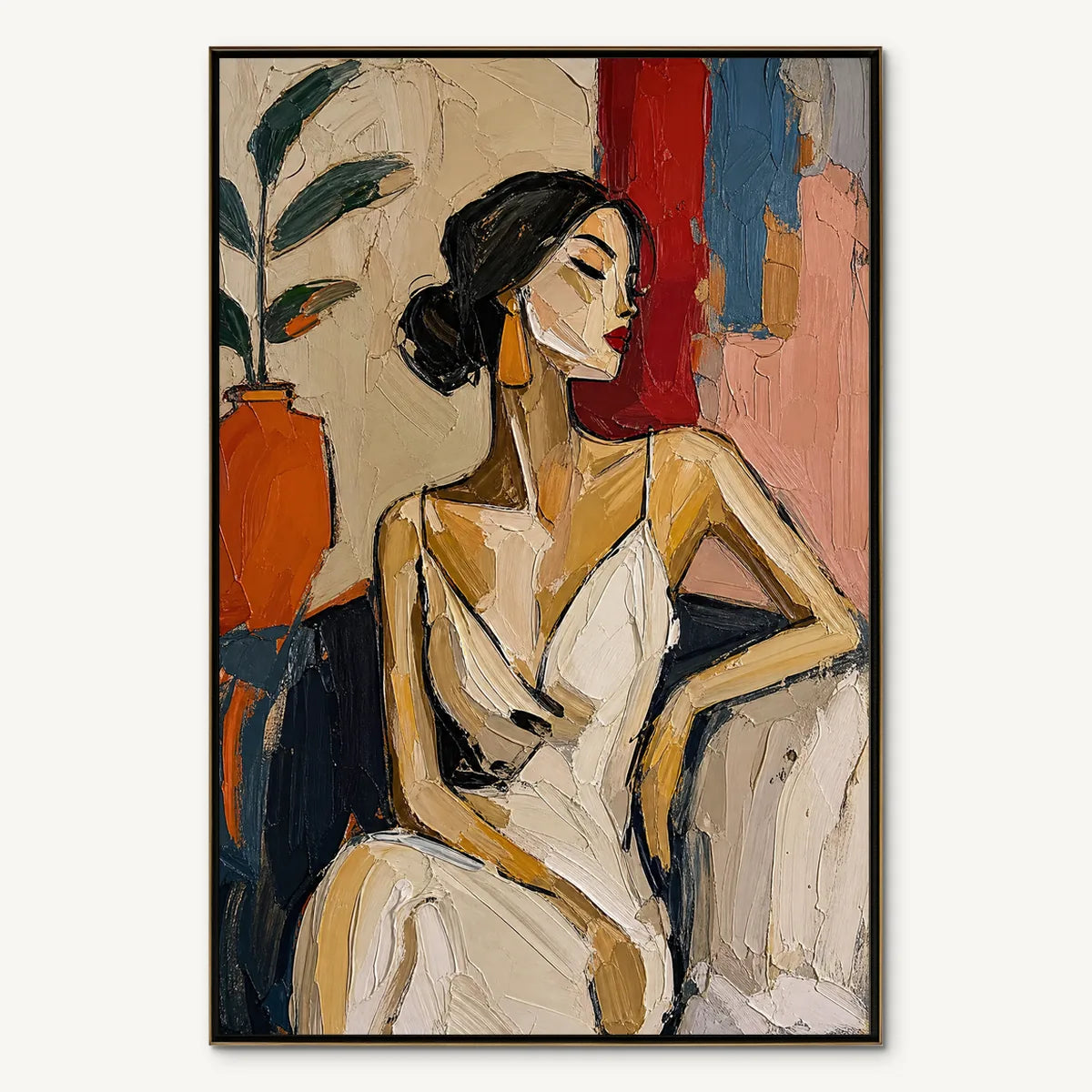 ELEGANT FLAME: Elegant Woman Figurative Painting