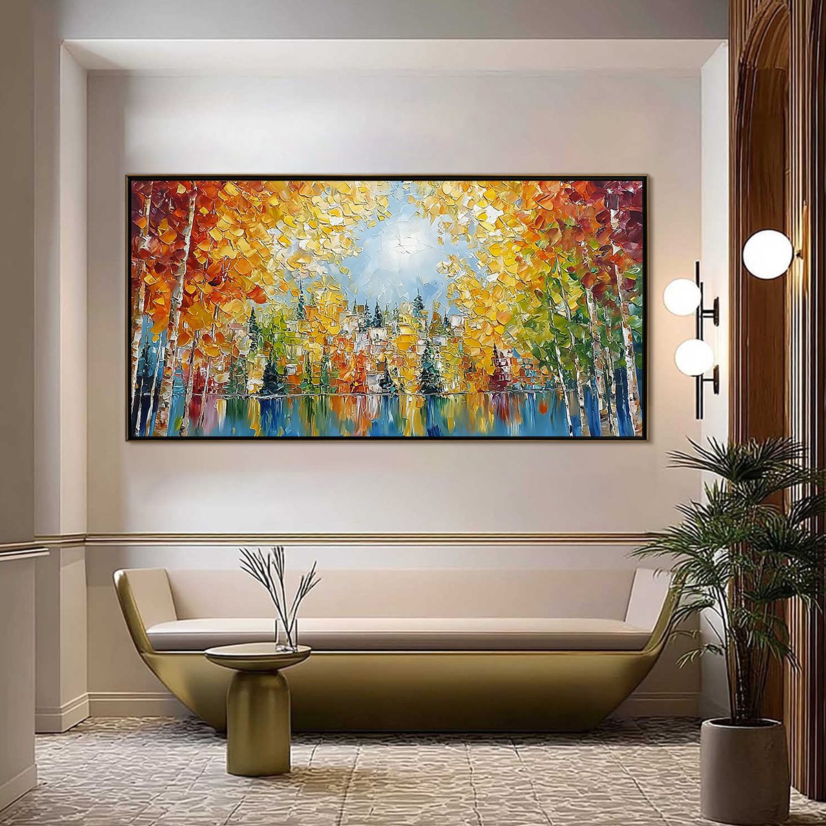 EMBERGLOW FOREST: Textured Palette Knife Autumn Forest Landscape Painting