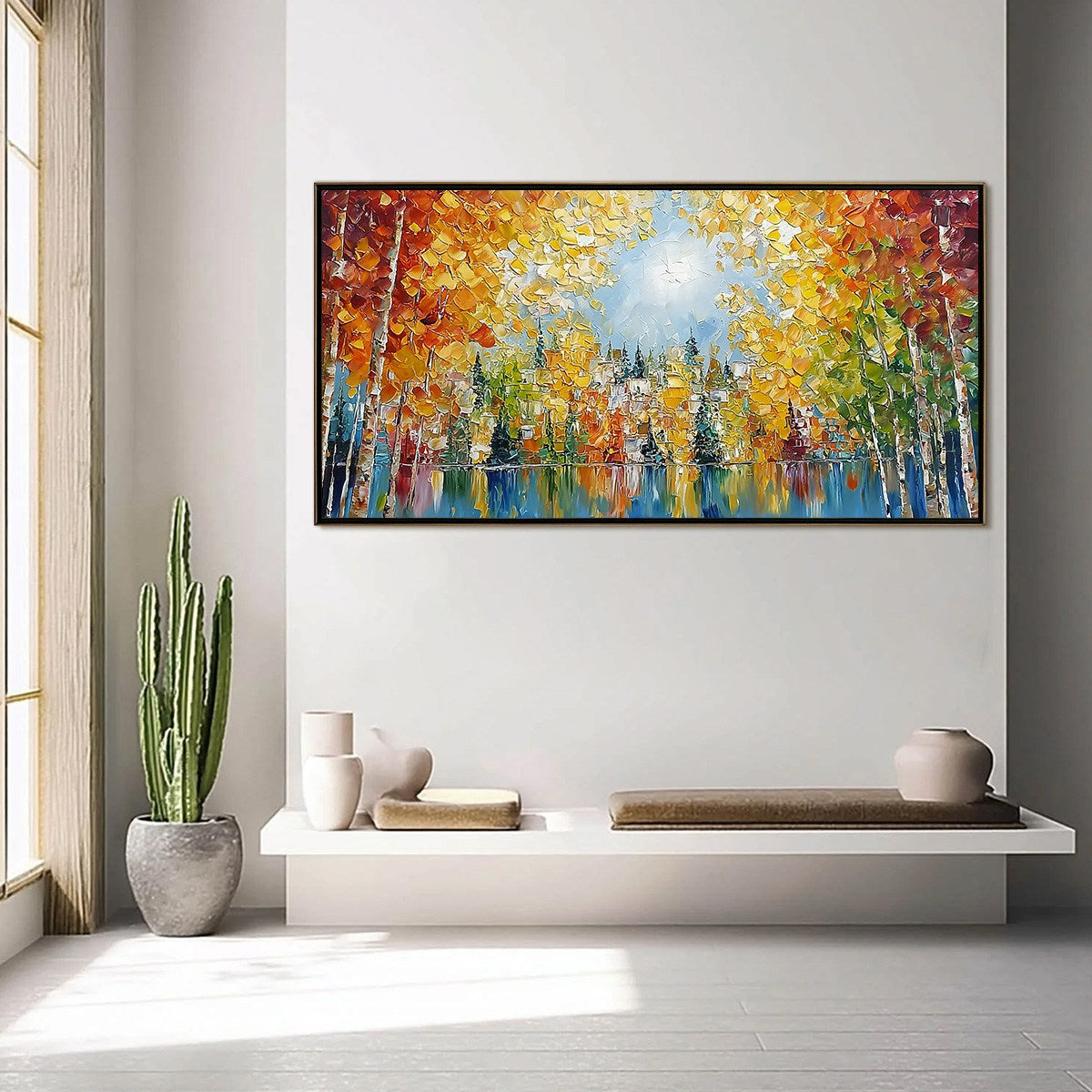 EMBERGLOW FOREST: Textured Palette Knife Autumn Forest Landscape Painting