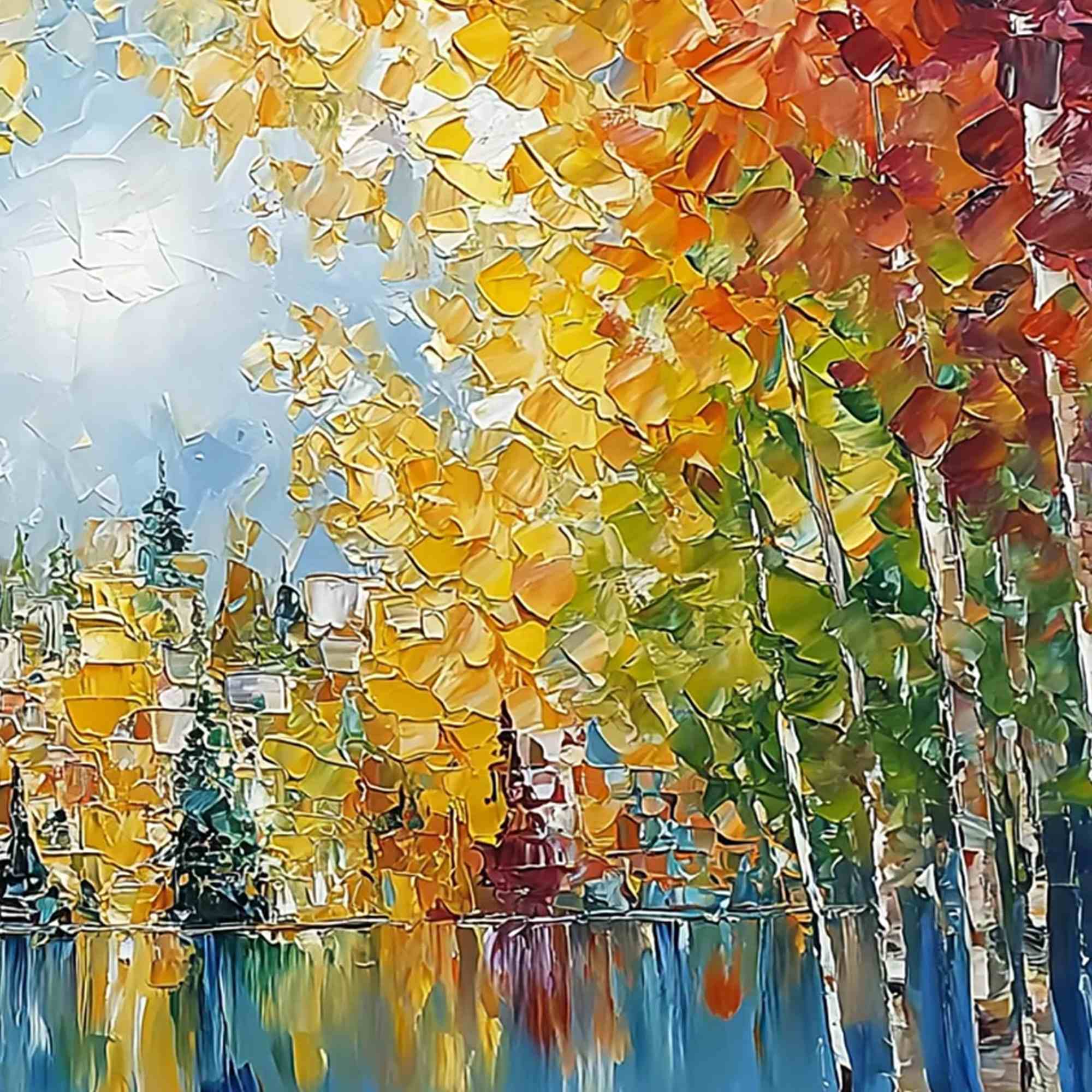 EMBERGLOW FOREST: Textured Palette Knife Autumn Forest Landscape Painting