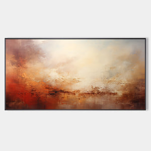 Ember Sky: Abstract Landscape Textured Oil Painting Canvas Wall Art Decor in Warm Tones