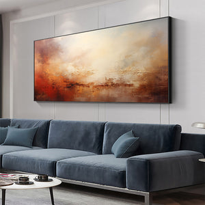 Ember Sky: Abstract Landscape Textured Oil Painting Canvas Wall Art Decor in Warm Tones