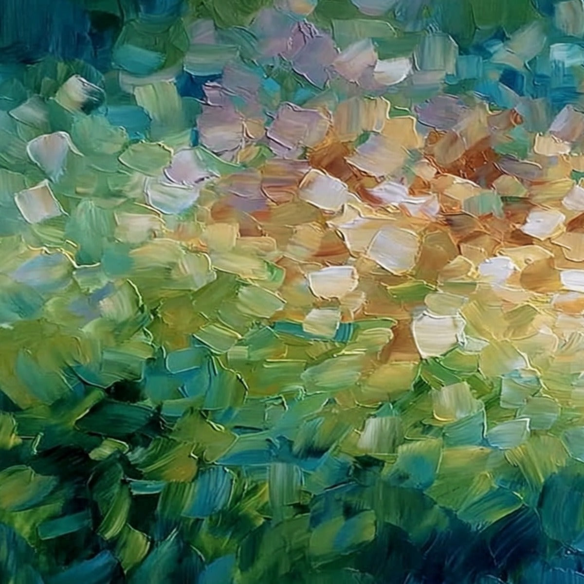 EMERALD BLOOM: Colorful Textured Abstract Floral Palette Knife Painting