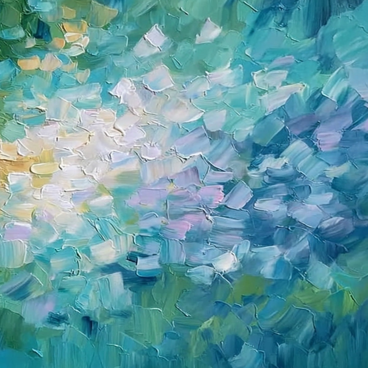 EMERALD BLOOM: Colorful Textured Abstract Floral Palette Knife Painting