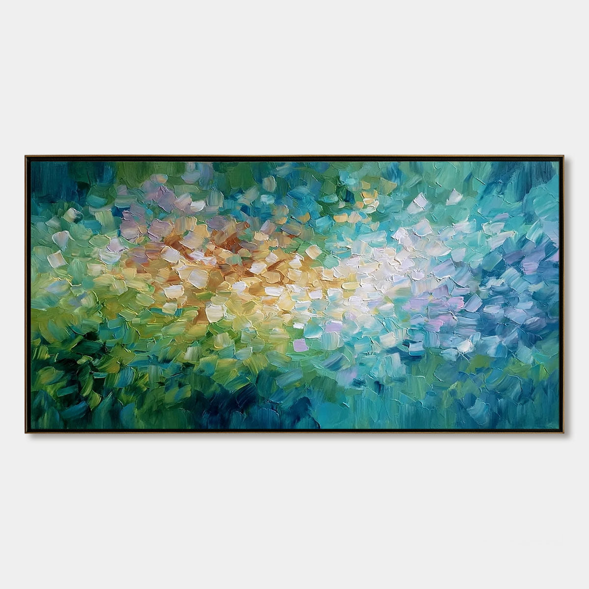 EMERALD BLOOM: Colorful Textured Abstract Floral Palette Knife Painting